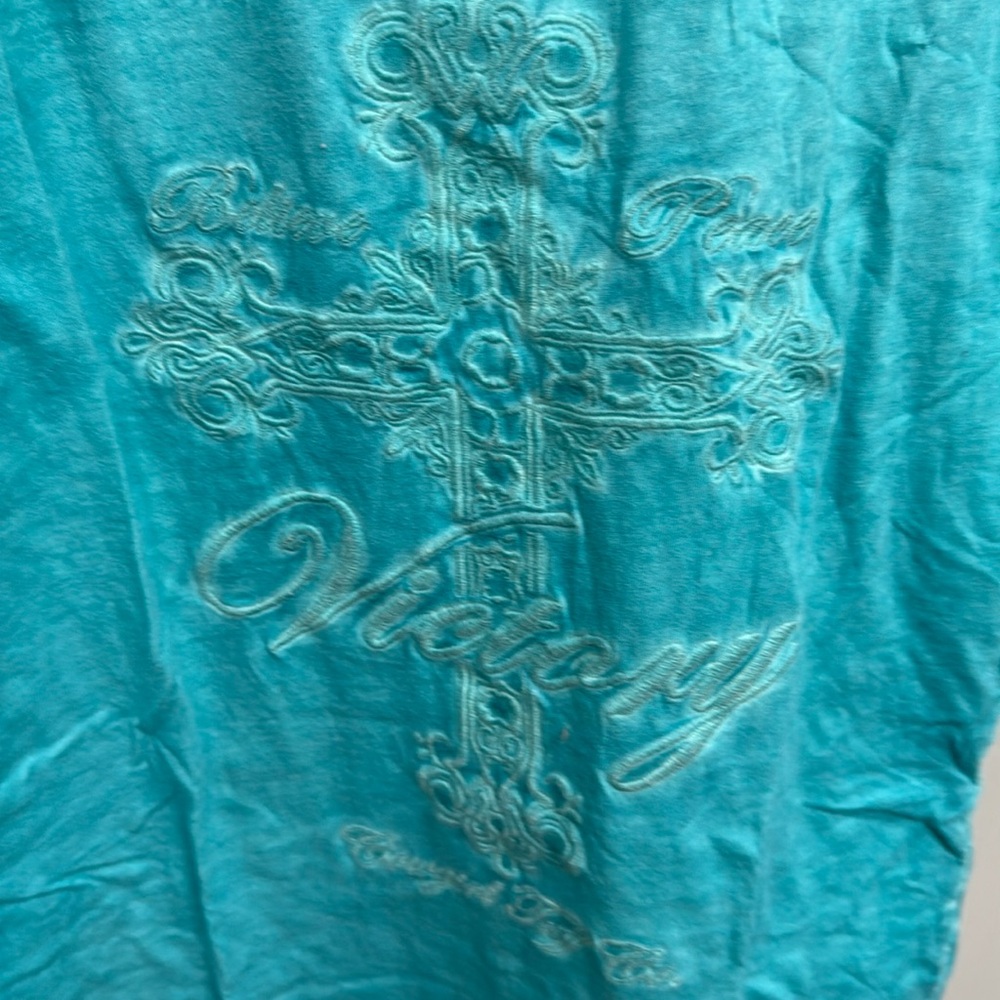 Cowgirl Tuff turquoise Racer Back Tank Sz M